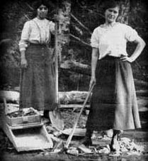 [ Two women prospectors with a rocker box ]
