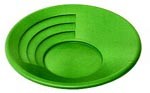 [ Garrett's 14-inch green gold pan with three riffles ]