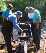 [ GPR members using a highbanker on Clear Creek ]